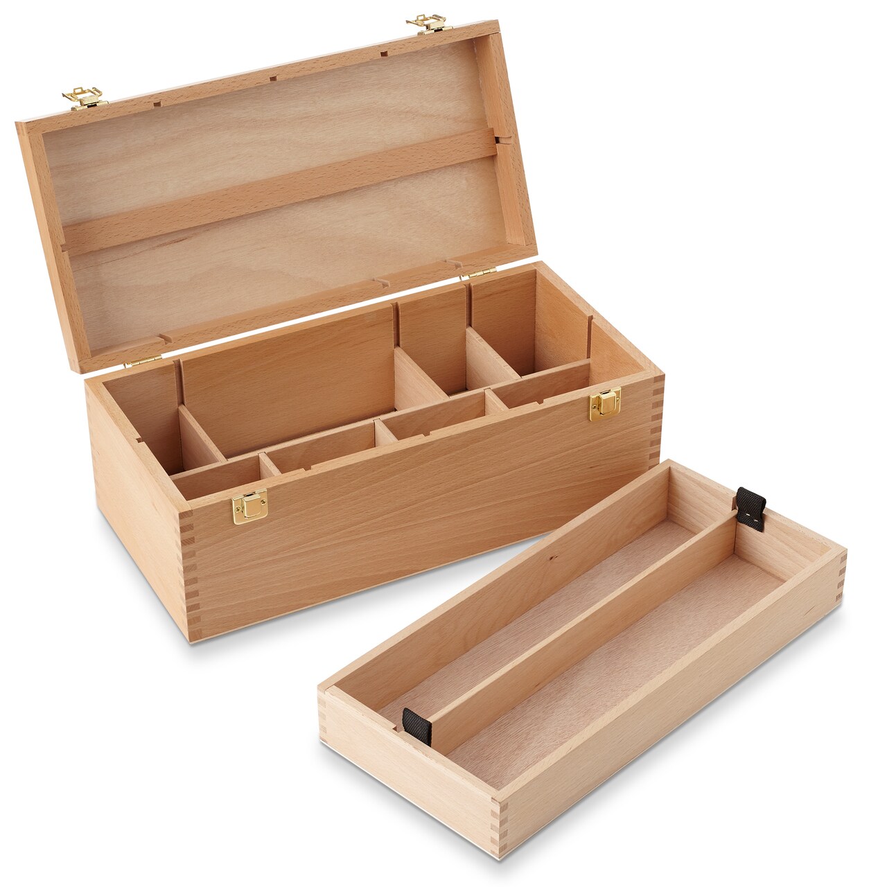 7 Elements Wooden Art Supply Storage Organizer - Large Beechwood Artist Tool Box with Drawer